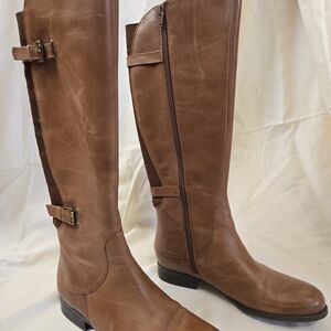 Naturalizer Janelle Riding Boots - Beige Leather- Women's USA SIZE 7 M